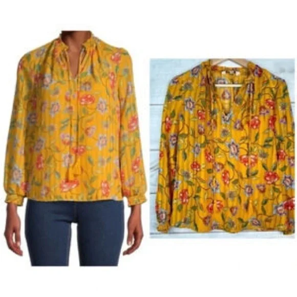 NWT Nanette Lepore Floral Long Sleeve Blouse - Picture 2 of 12